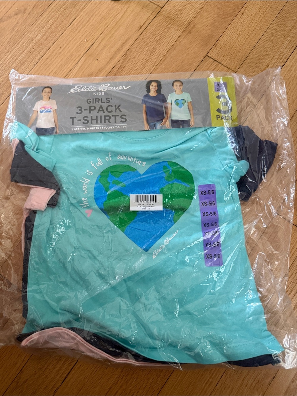 Eddie Bauer Girls' Aqua Heart Graphic 3-Pack Tees